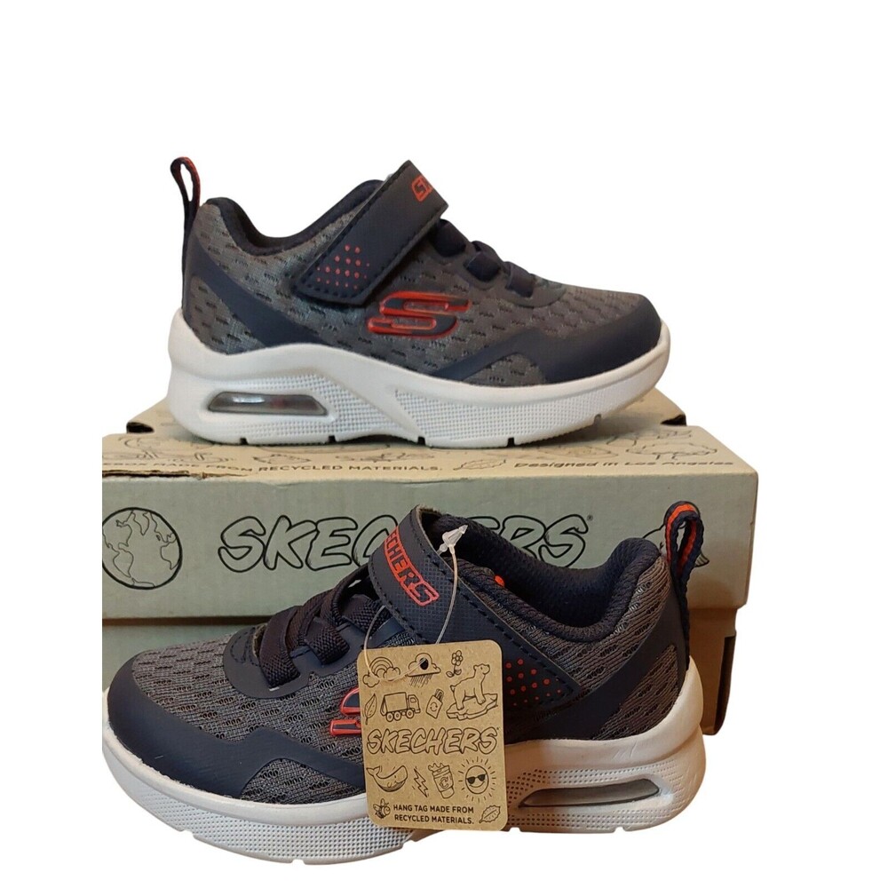 Skechers Torvix Tennis Shoes Toddler Sz 7 Gray Navy Fasten Top